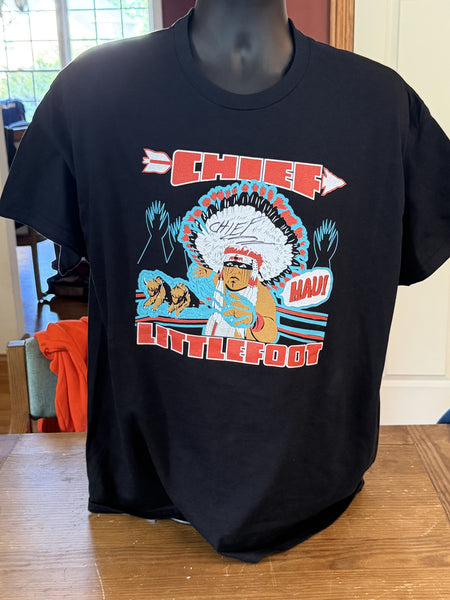 Chief Littlefoot Autographed Shirt T-Shirt Micro Wrestling Black Mens XL