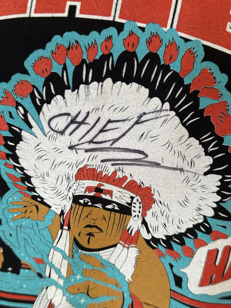 Chief Littlefoot Autographed Shirt T-Shirt Micro Wrestling Black Mens XL
